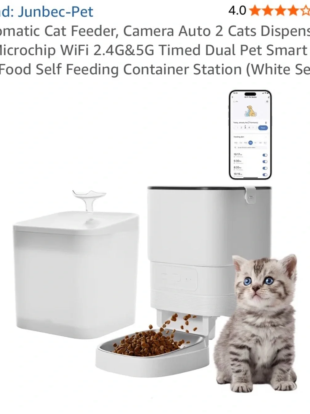 Automatic Wi‑Fi Pet Feeder in White